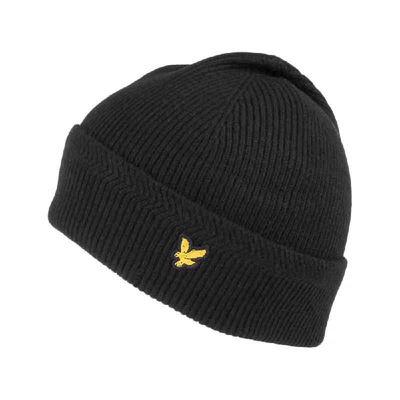 Lyle & Scott Hats Racked Rib Beanie Hat - Black