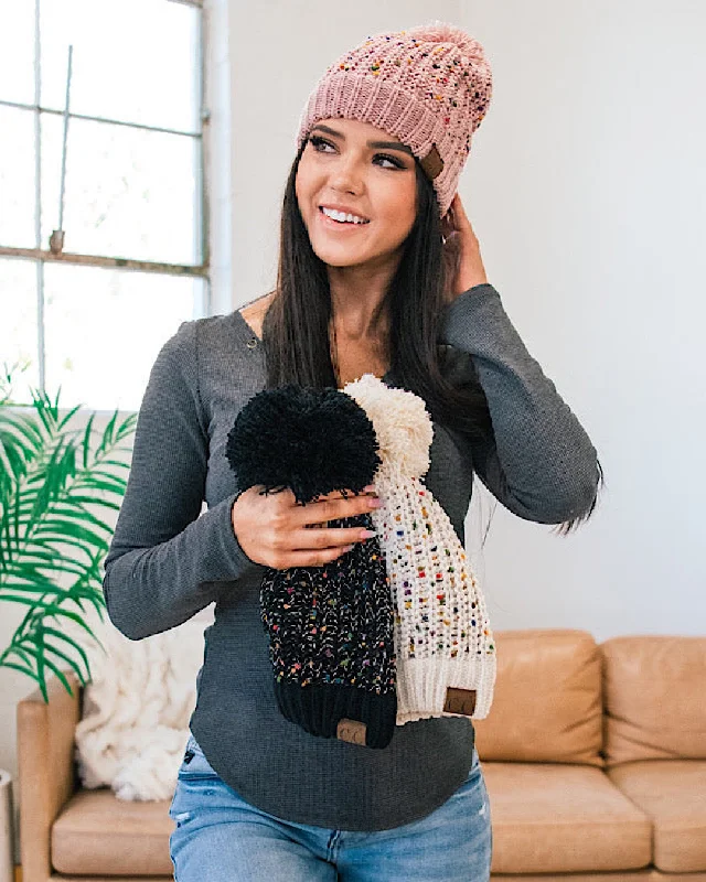 CC Chenille Confetti Pom Beanie - 3 Options FINAL SALE