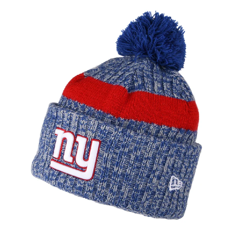 New Era New York Giants Bobble Hat - NFL Sideline Sport Knit - Blue-Red