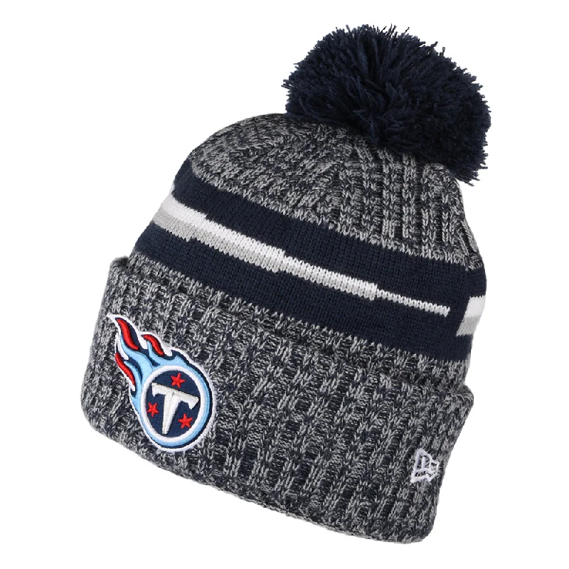 New Era Tennessee Titans Bobble Hat - NFL Sideline Sport Knit - Blue