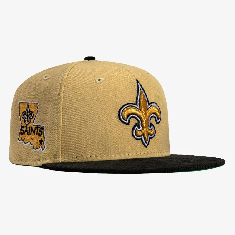 New Era x NFL Cord Visor 'New Orleans Saints Logo' 59Fifty Patch Fitted Hat Tan / Black