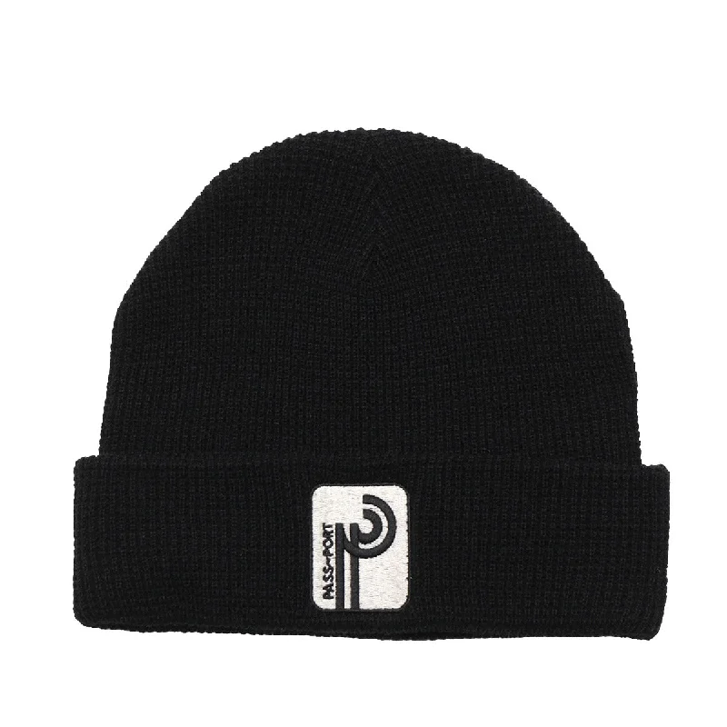 Pass~Port - Long Coin Waffle Knit Beanie Black