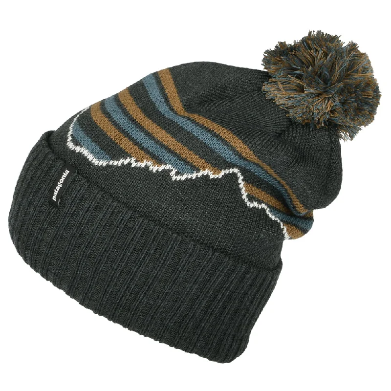 Patagonia Hats Fitz Roy Stripe Powder Town Bobble Hat - Smoke Blue