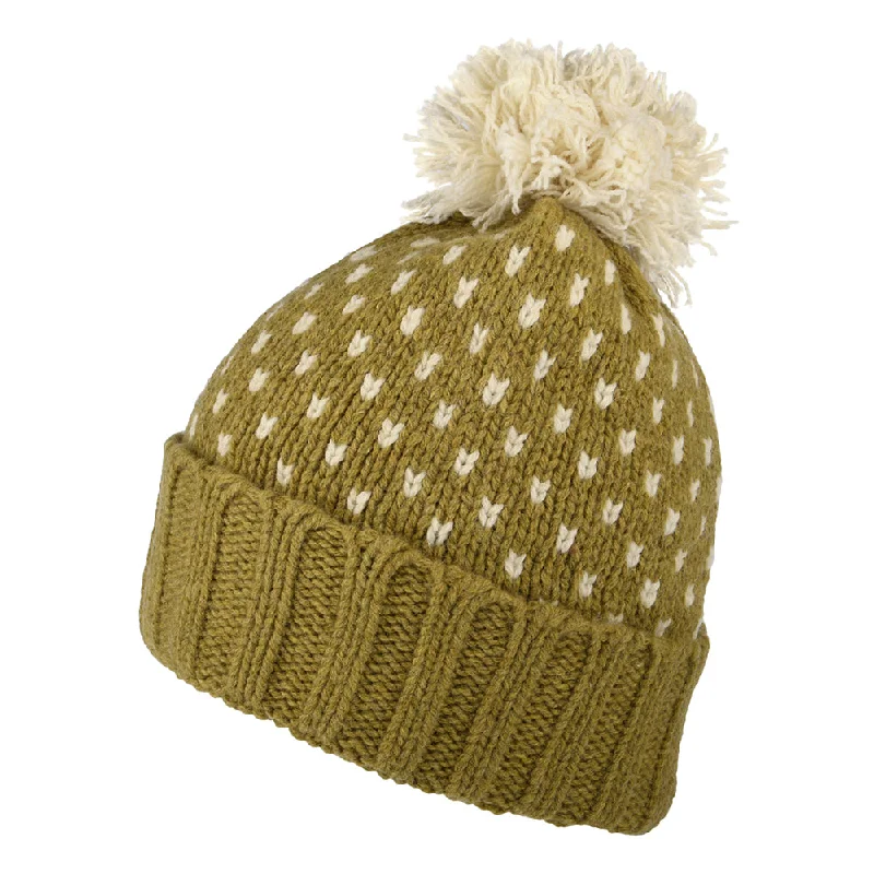 Patagonia Hats Snowbelle Recycled Wool Bobble Hat - Light Olive-Off White