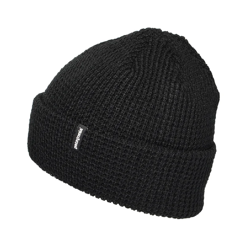 Patagonia Hats Snowdrifter Waffle Knit Beanie Hat - Black