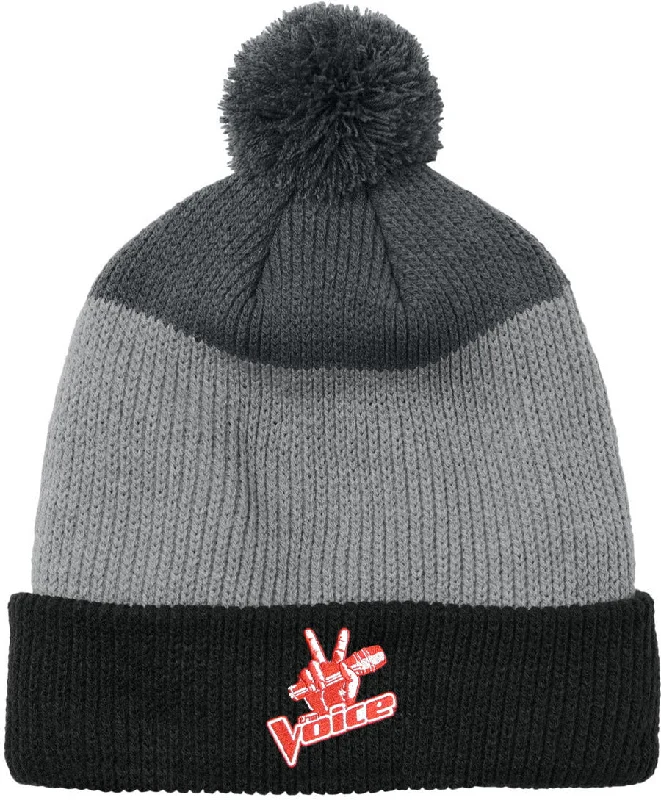 Port Authority Cozy Striped Pom Beanie