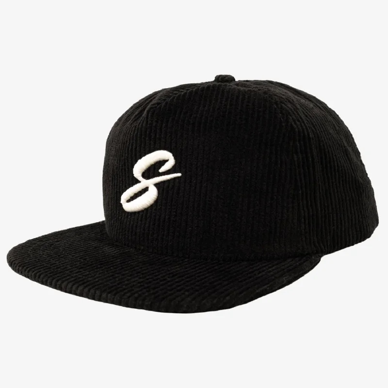 Scopd Corduroy Snapback Hat 'S Logo' Black