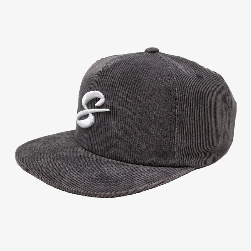 Scopd Corduroy Snapback Hat 'S Logo' Charcoal Grey