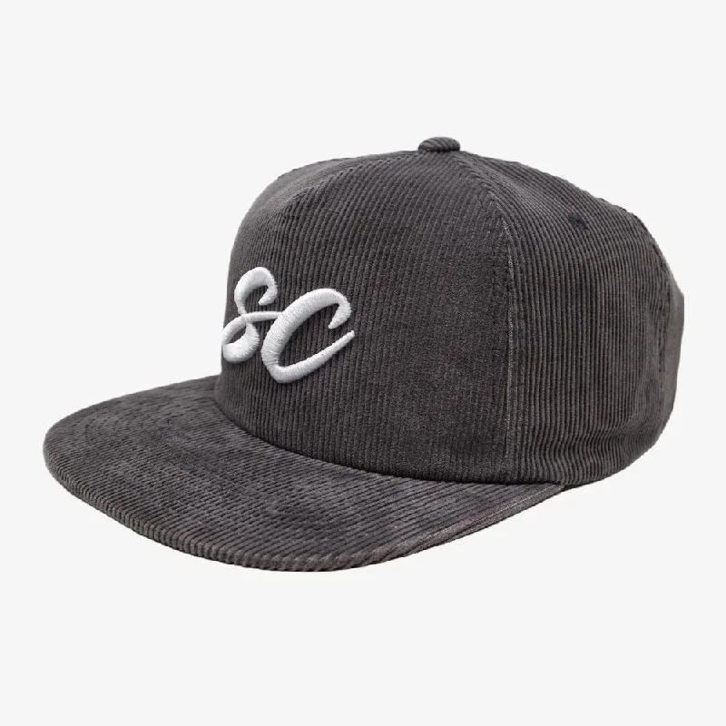 Scopd Corduroy Snapback Hat 'SC Logo' Charcoal Grey