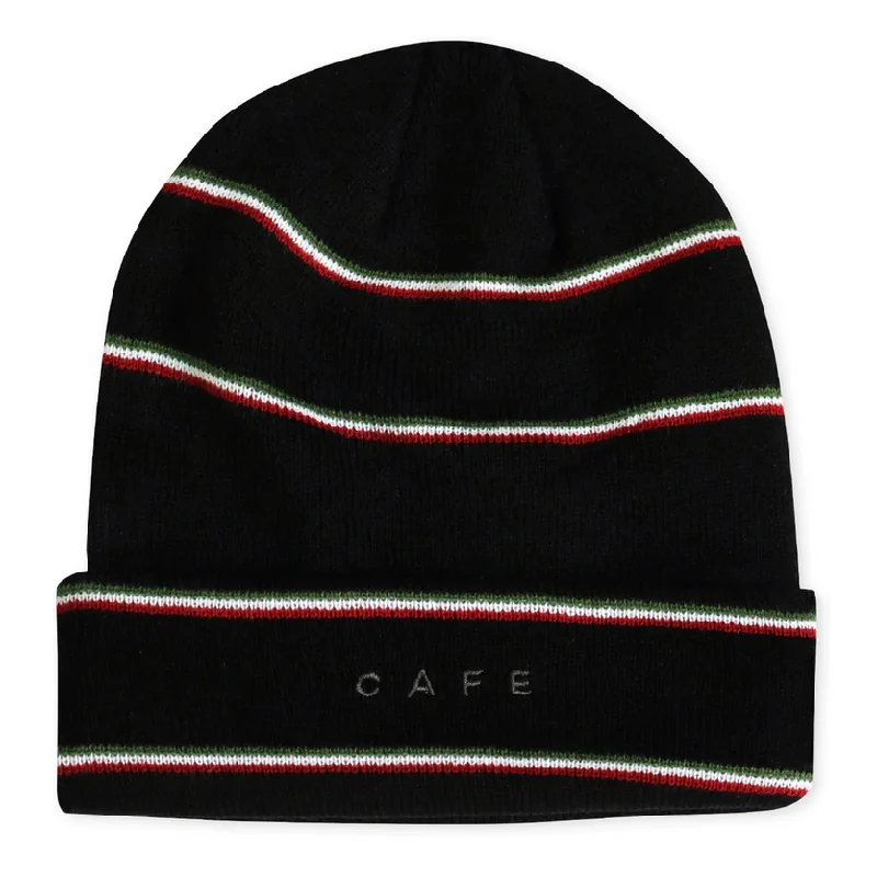 Stripe Fold Beanie (Black)