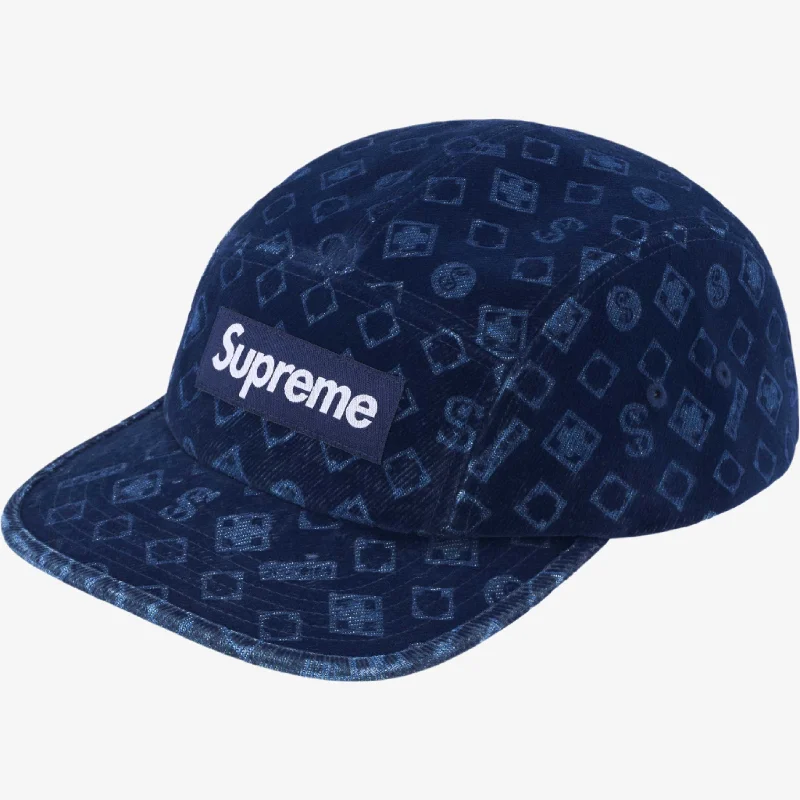 Supreme 'Flocked' Denim Camp Cap Blue (FW24)