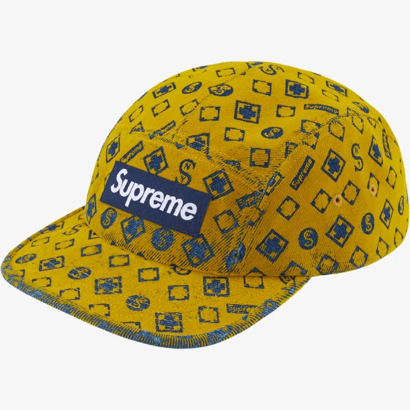 Supreme 'Flocked' Denim Camp Cap Mustard (FW24)