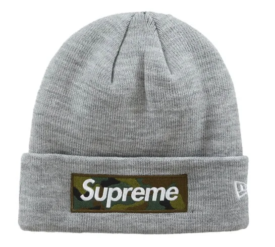 Supreme New Era Box Logo Beanie Heather Grey (FW23)