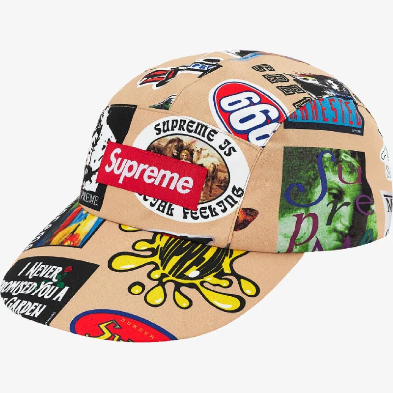 Supreme x GORE-TEX 'Stickers' Long Bill Camp Cap Tan / Multi-Color (SS21)