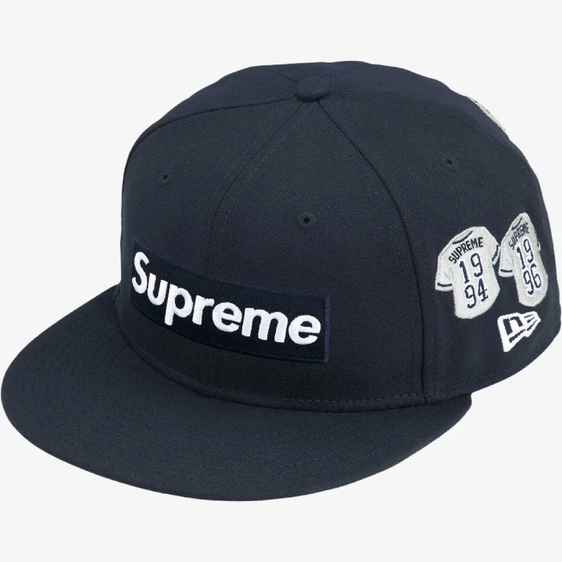 Supreme x New Era 'Baseball Jerseys Box Logo' Fitted Hat Navy (FW24)