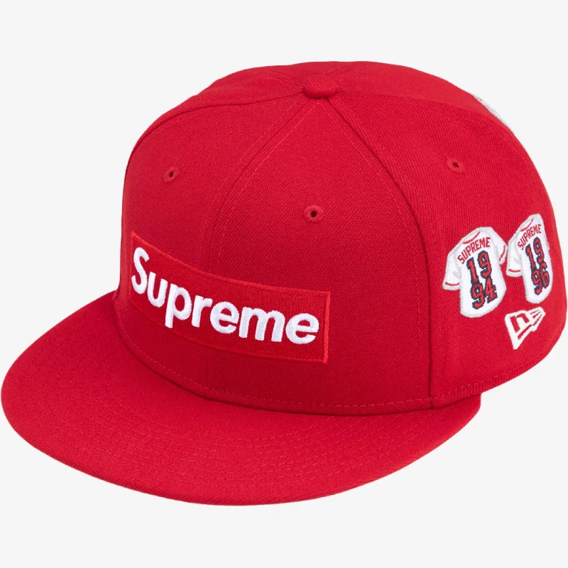 Supreme x New Era 'Baseball Jerseys Box Logo' Fitted Hat Red (FW24)