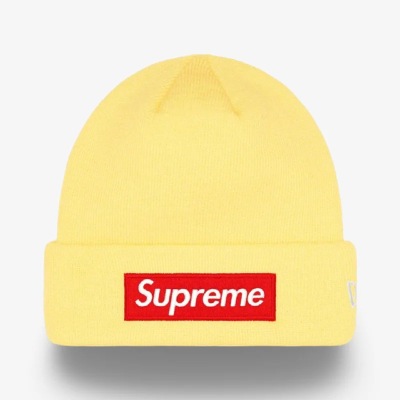 Supreme x New Era Beanie 'Box Logo' Pale Yellow (FW22)