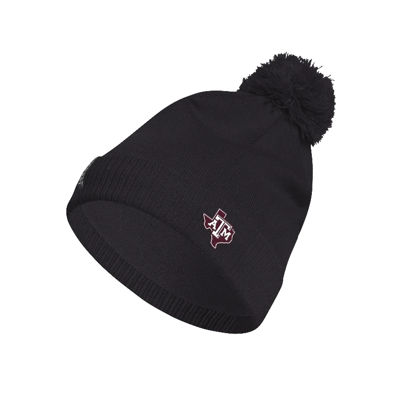 Texas A&M Beanie - Black Cuffed Knit w/ Pom