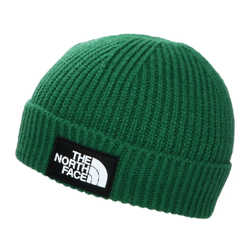 The North Face Hats TNF Logo Box Cuffed Fisherman Beanie Hat - Evergreen