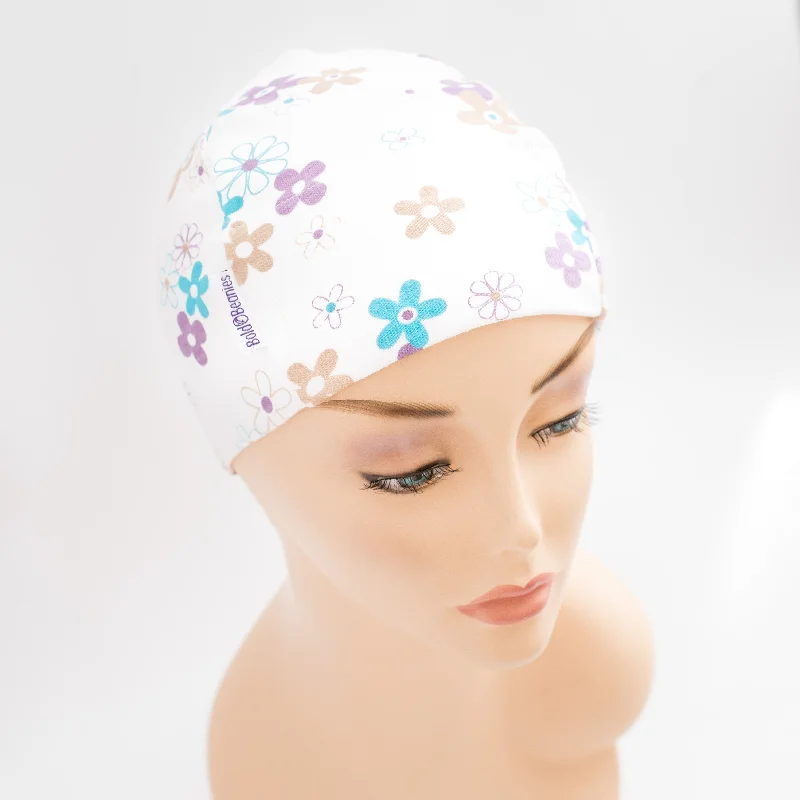 Turquoise Pop Flower Chemo Sleep Cap