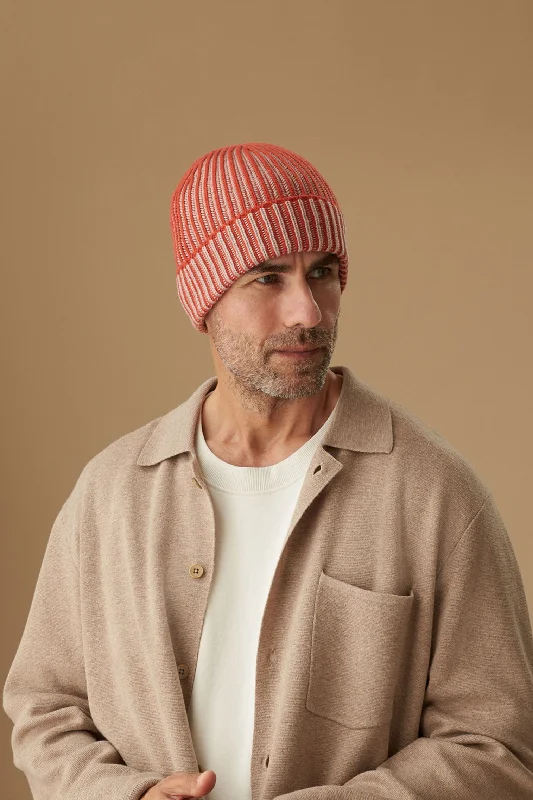 Two-Tone Cashmere Ski Orange Beanie